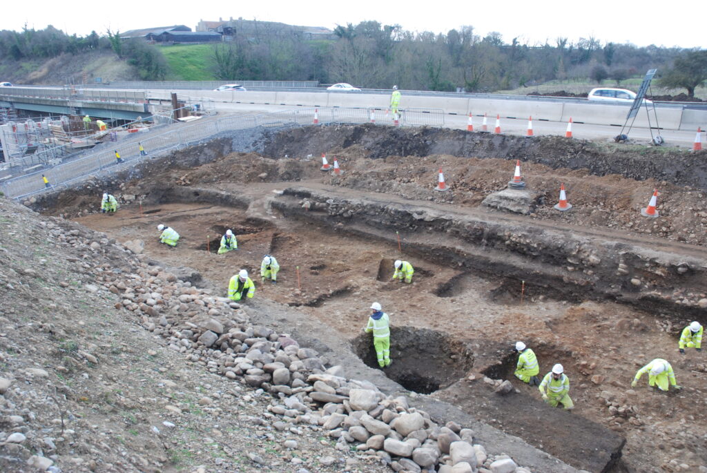 An archaeological excavation in progress
