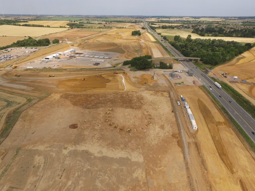 on overview drone photo of the A14 site