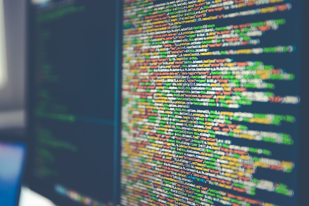 A picture of code on a computer screen.