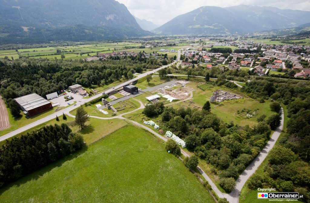 An aerial photo of the Roman town of Aguntum