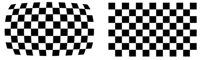 screenshot of Before (left) and after lens calibration (right) for comparison