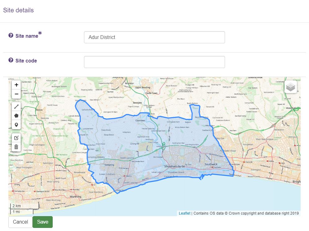 Screenshot of OASIS mapping system