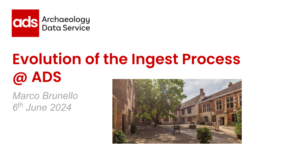 The Title slide of the Presentation called 'Evolution of the Ingest Process at ADS'