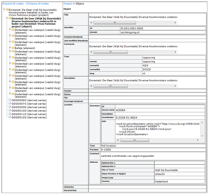 screenshot of project P:2011501 at object level 