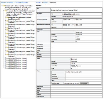 screenshot of project P:2011501 at element level