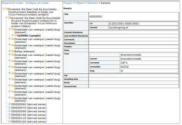 screenshot of project P:2011501 at sample level 