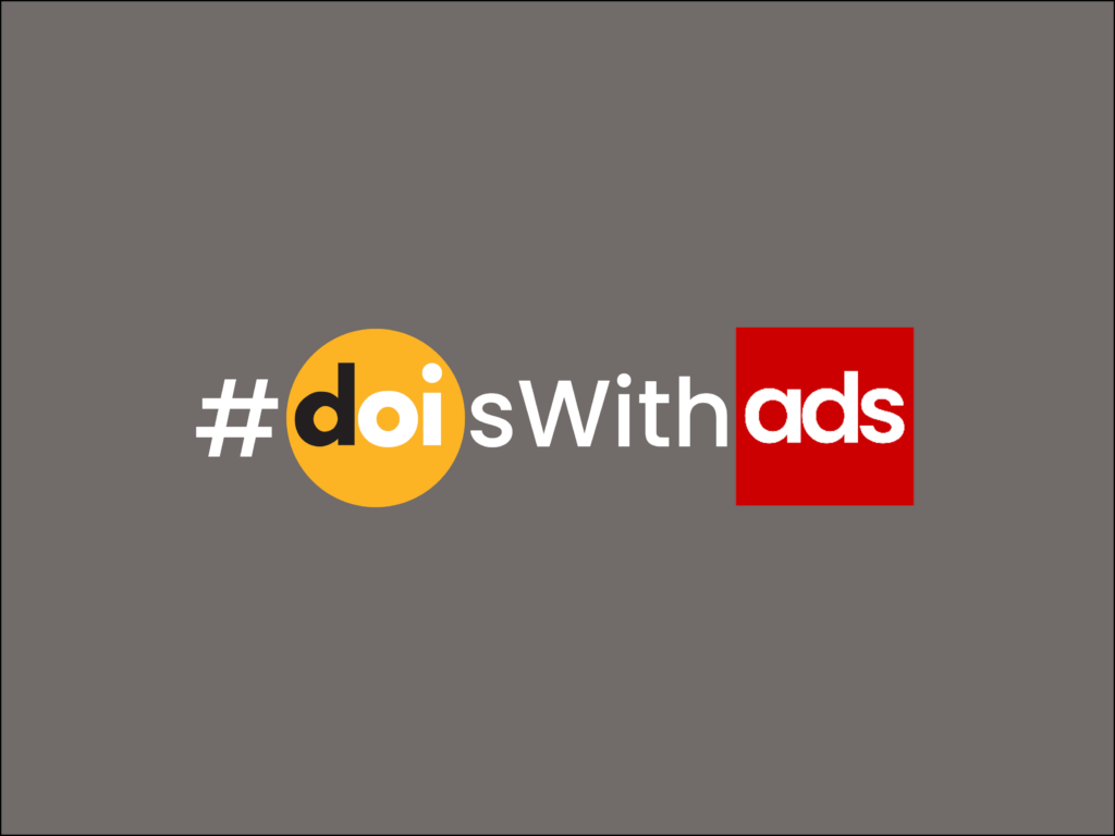 #DOIsWithADS on a grey background