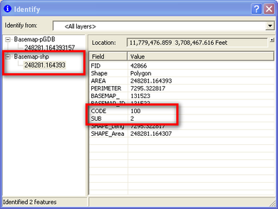 screenshot of how the attribute text in subtype domain fields is lost upon conversion (after Essic 2011)