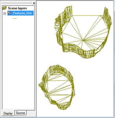 screenshot with resulting re-imported feature class as polyline Z